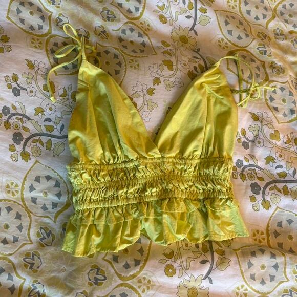 Lime Ruched Crop Top - Picture 1 of 6